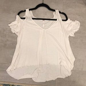 Free People White Flowy Shirt